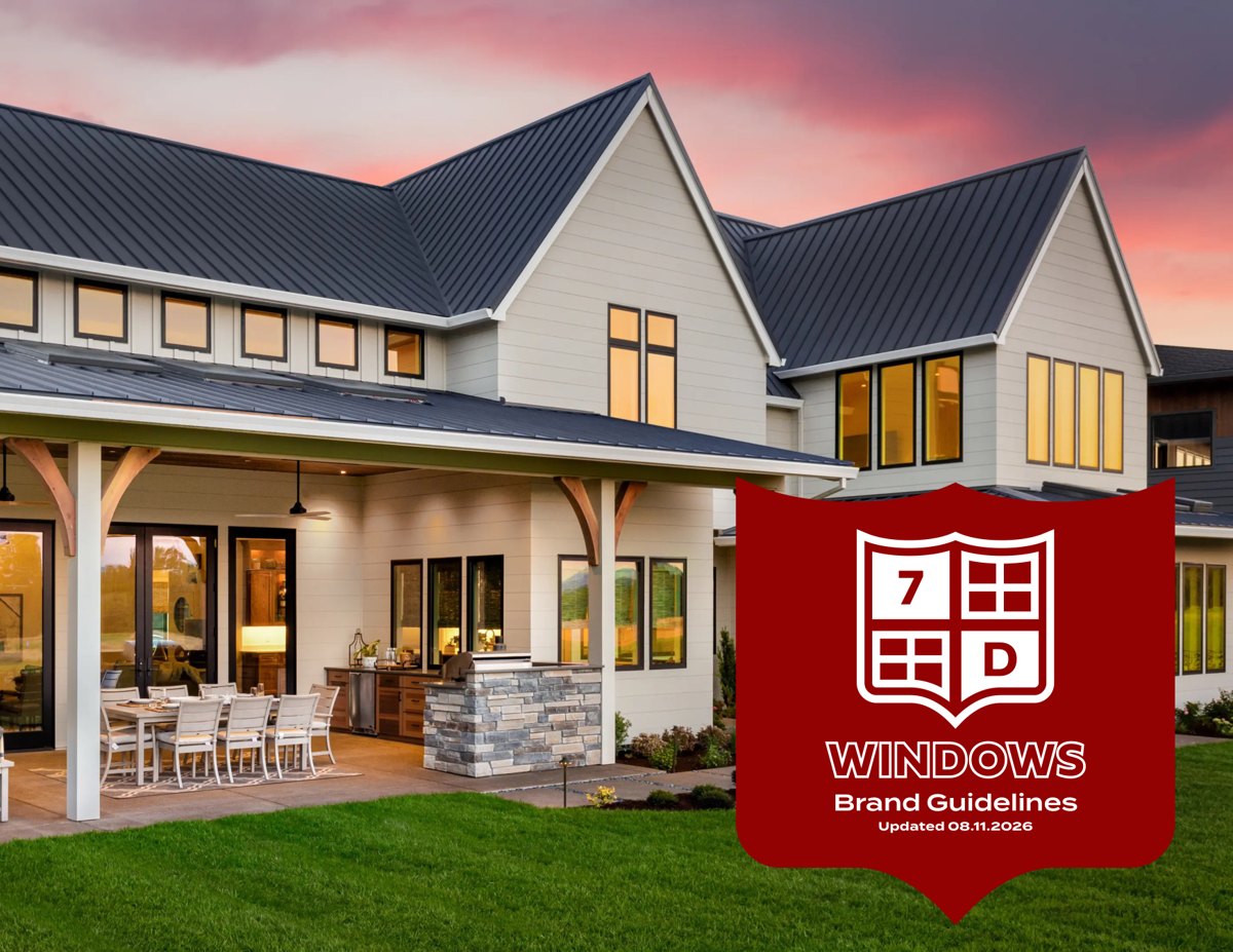 Cover of the 7D Windows and Doors brand guidelines, developed by Belis Communications